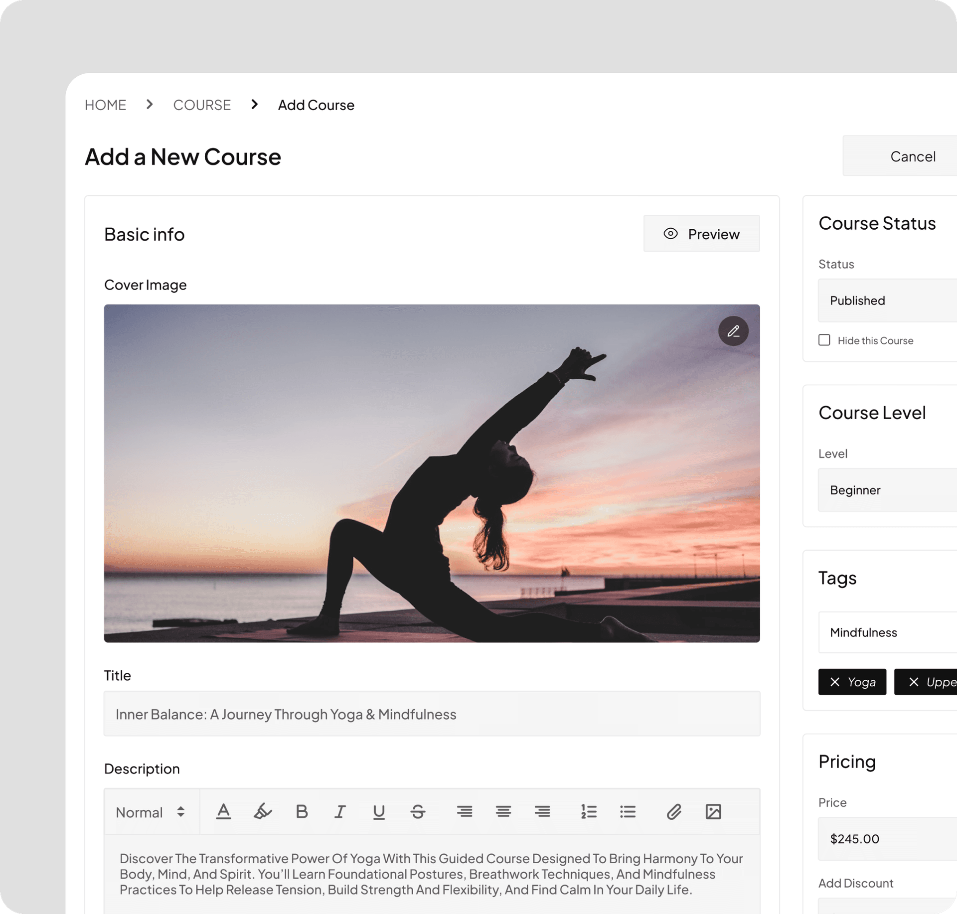 Add new course