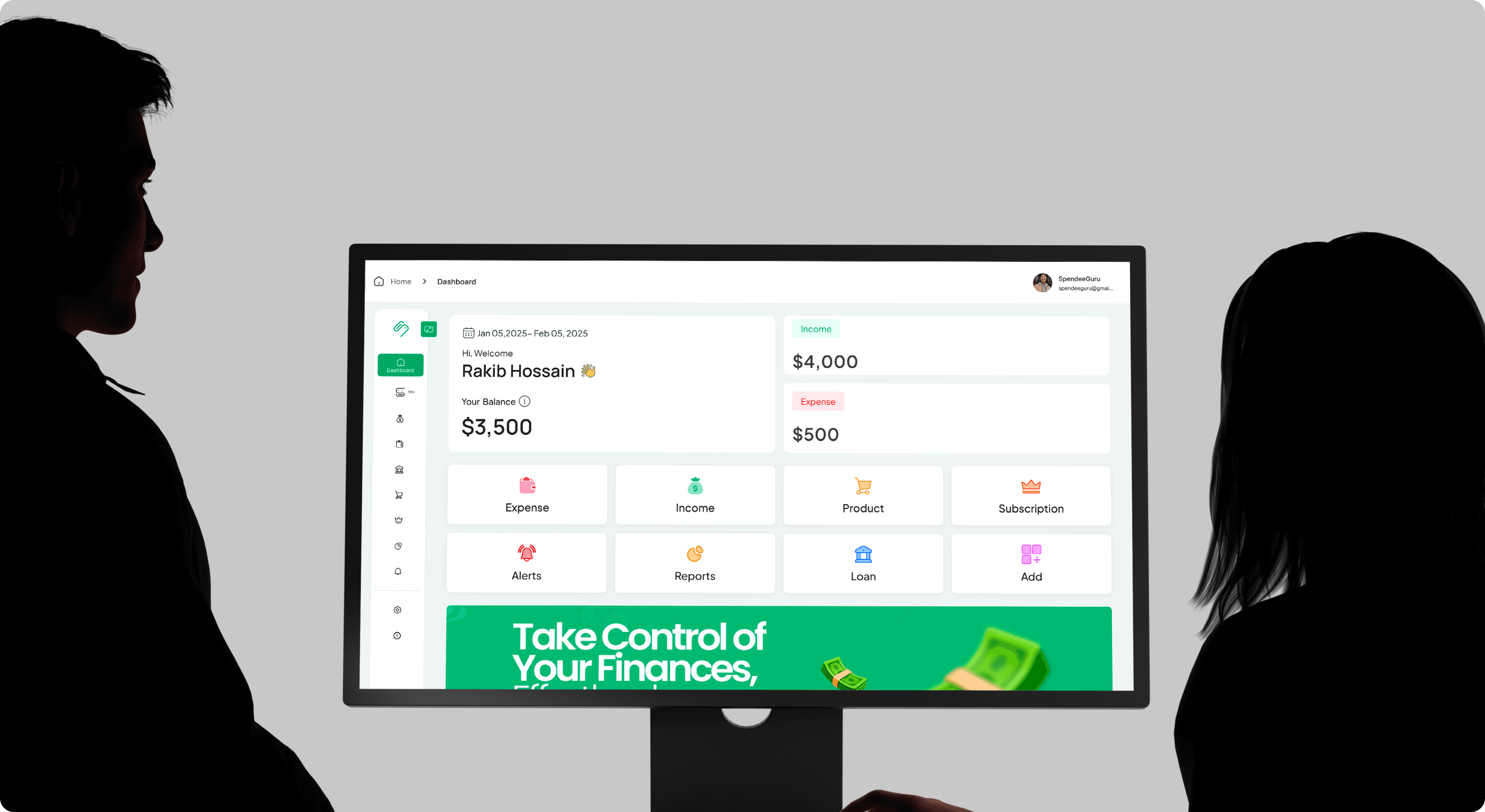 MySpend application mockup