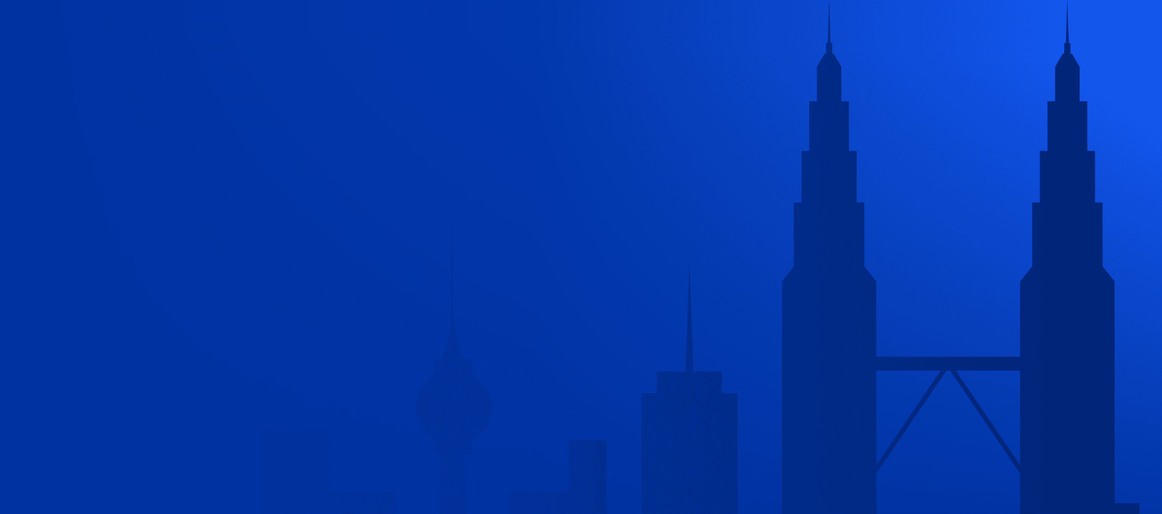 Malaysia city skyline silhouette background for product experience design agency
