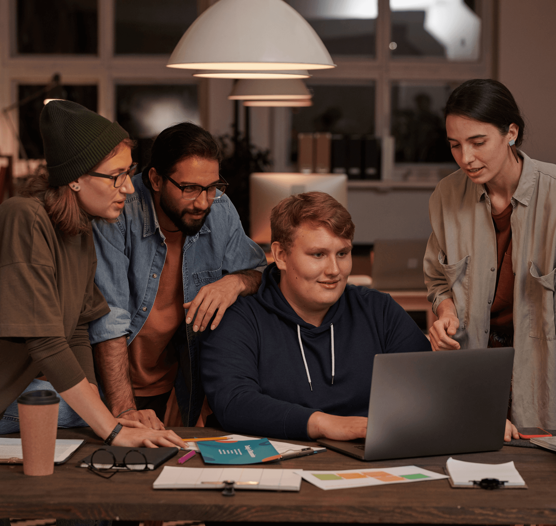 Zentexx California product team discussing project on tablet
