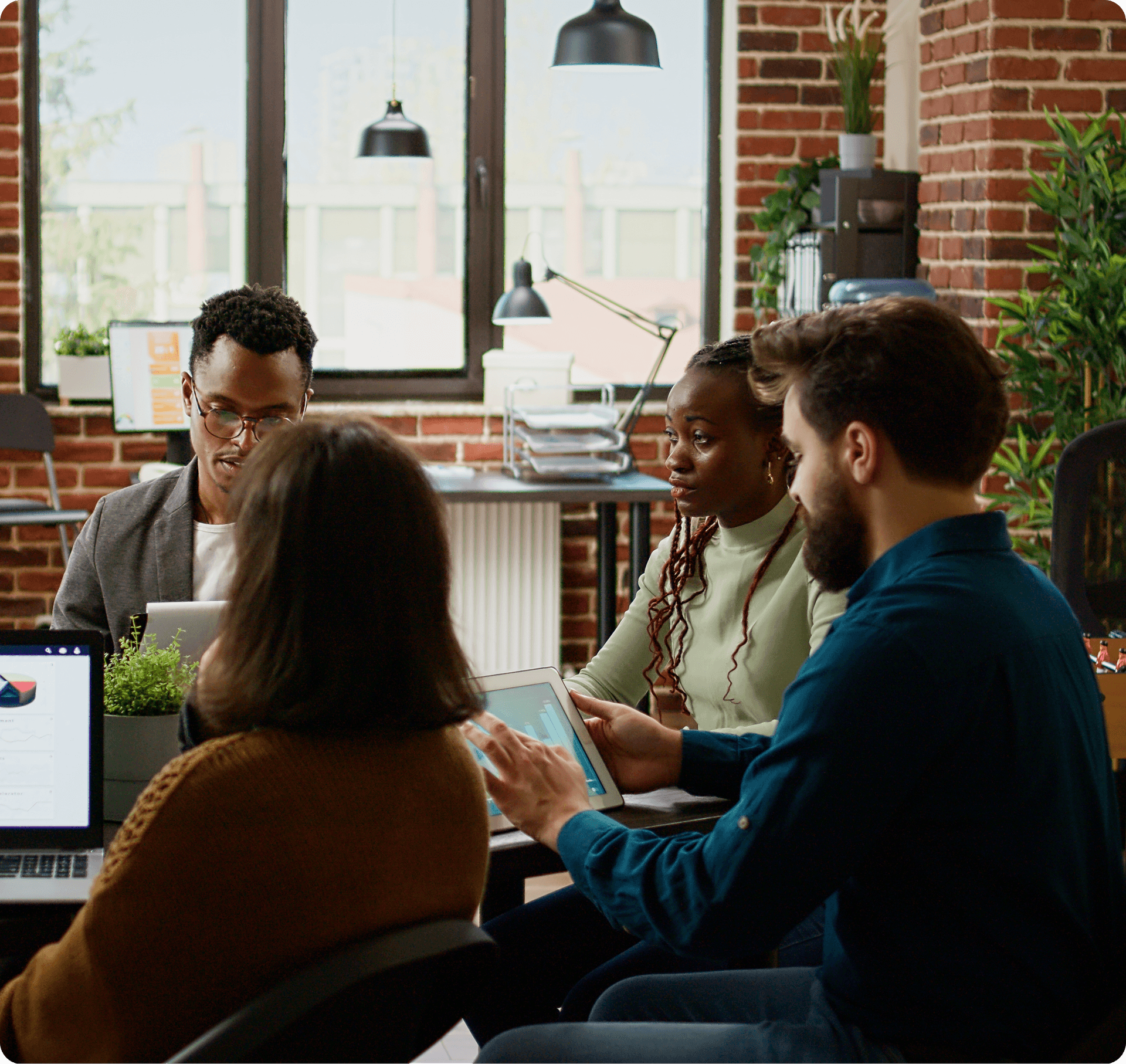 Web product development team working together on digital solutions